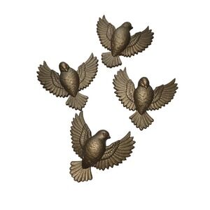 Vintage Homco Gold Plastic Bird Wall Figurines Set 4 Retro Decor Small Birds